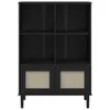 Bücherschrank SENJA Rattan-Look Schwarz 90x35x130cm Produktbild-Vorschau 5