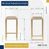 FERRO Barová židle 64 cm Zlatá - Ecru – Moderní kovová Náhled obrázku produktu 6