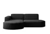A black sectional sofa with a rounded chaise lounge on a white background. Produktbild-Vorschau