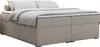 A beige boxspring bed with white bedding and pillows, shown from a side angle against a white background. Produktbild-Vorschau