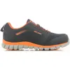 A side view of a black and orange safety shoe against a white background. Produktbild-Vorschau
