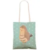 Mr. & Mrs. Panda Tote Bag Eule Zufrieden - Türkis Pastell - Produktbild-Vorschau 2