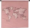 MuchoWow® Wandteppich Wandbehang Weltkarte - Rosa - Weiß - Produktbild-Vorschau 1