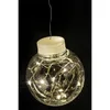 A clear glass sphere filled with warm white LED string lights, suspended by a thin wire, with a white cap on top. Produktbild-Vorschau