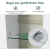 A close-up view of a glass shelf in a cabinet, with text overlays highlighting features. Anteprima dell’immagine prodotto
