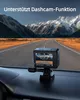 A dashcam is mounted on a car's dashboard, with a scenic mountain road visible through the windshield. Produktbild-Vorschau