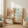 Relaxdays Bücherregal Kinder, 7 Stofftaschen, 2 Ablagen & Produktbild-Vorschau 5