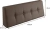 A brown upholstered headboard with button tufting, shown with dimensions indicated. Produktbild-Vorschau