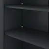 Close-up view of the interior of a dark gray metal shelving unit, showing two shelves. Produktbild-Vorschau