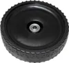 A black wheel with a silver bearing in the center, isolated on a white background. Produktbild-Vorschau