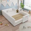 Babybed 90 x 200 cm, laag bed met kussentop en zijvak, wit Productafbeelding-voorbeeld 10