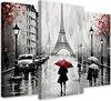 Muralo Leinwand Bilder Set Aufhängefertig Paris Straße Produktbild-Vorschau 1