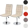 Two cream-colored dining chairs with adjustable height and chrome bases are displayed against a white background. To the right of the chairs are circular swatches of different colors: black, cream, red, gray, and white, likely representing color options fo Náhled obrázku produktu