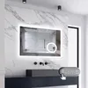 AICA LED Wandspiegel mit Steckdose 70x50cm Uhr Beschlagfrei Produktbild-Vorschau 2