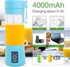 Collage showing a portable blender and various charging options, along with a comparison graphic for battery life. Produktbild-Vorschau