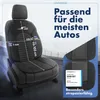 A car seat cover is shown with dimensions and marketing text. Produktbild-Vorschau