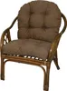 A brown rattan armchair with cushions, isolated on a white background. Produktbild-Vorschau
