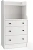 A white dresser with three drawers and a shelf above, shown against a white background. Podgląd zdjęcia produktu