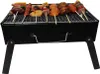 A portable charcoal grill with food on skewers. Produktbild-Vorschau