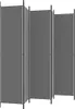 A close-up view of a gray, four-panel room divider or screen. Voir les images du produit