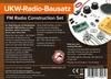 The image shows the packaging and components of an FM radio construction kit. Podgląd zdjęcia produktu