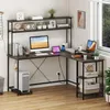 COSTWAY Biurko narożne w kształcie litery L 145x145cm Podgląd zdjęcia produktu 9