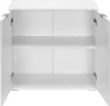 An open white cabinet with two shelves. Produktbild-Vorschau