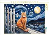 CALVENDO Puzzle Aquarell Katze unterm Nachthimmel | 1000 Produktbild-Vorschau 1