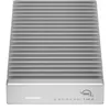 A silver external hard drive with a ribbed top surface is shown from a front-facing, slightly elevated angle against a white background. Podgląd zdjęcia produktu