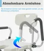 Close-up of a shower chair armrest being demonstrated. Produktbild-Vorschau