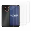 A phone case and screen protectors are displayed against a white background. Produktbild-Vorschau