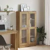 A home office setup with a wooden desk, chair, laptop, and a wooden cabinet with glass doors. Náhľad obrázku produktu