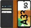 A flip case for a Samsung Galaxy A33 5G phone, showing the interior card slots and the phone screen with large text. Podgląd zdjęcia produktu