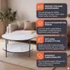 SalesFever Couchtisch rund | mit 2 Ablagen | Glasplatte Produktbild-Vorschau 4