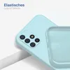 A close-up shot of a light blue phone case, showing the camera cutout and the interior texture. Produktbild-Vorschau