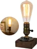 Loft Holz Tischlampe Vintage Schreibtisch Lampe E27 Birne Produktbild-Vorschau 1