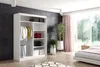 A bedroom scene with a wardrobe, bed, and plants. Produktbild-Vorschau