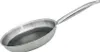A stainless steel frying pan with a honeycomb pattern on the interior surface, shown from a side-diagonal angle against a white background. Produktbild-Vorschau