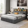 Cama tapizada LED UnboxG de 140x200 cm, con gran espacio de Vista previa de la imagen del producto 10