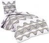 A duvet cover and pillow with a wavy pattern on a white background. Produktbild-Vorschau