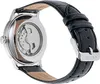 The back of a watch with a black leather strap. Produktbild-Vorschau