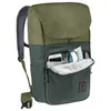 A backpack is shown with its front pocket open, revealing some items inside. Produktbild-Vorschau