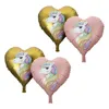 Folienballon Herz mit Einhorn Motiv 25cm 4er Set Rosa / Produktbild-Vorschau 2