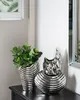 BELIANI Dekovase Silber 18 x 54 cm Steinzeug Metall Optik Produktbild-Vorschau 4