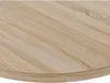 A close-up view of a round wooden tabletop with a light oak finish. Voir les images du produit