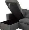 Close-up of a gray sectional sofa with the storage ottoman lid open, revealing the storage compartment. Náhľad obrázku produktu