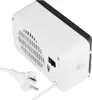 A white and black NEO TOOLS mini fan heater with a power cord and plug. Produktbild-Vorschau