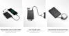 Three panels showing different ways to use a power bank. Produktbild-Vorschau