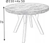 A sketch of a round table with dimensions indicated. Produktbild-Vorschau