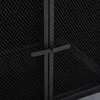 A close-up view of a black metal fireplace screen with a diamond mesh pattern and two handles. Náhled obrázku produktu